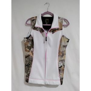 Women’s Roper Western Vest Size Large Pink White Camouflage Polyester Read Discr